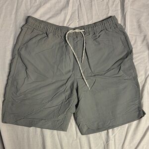 Gray Drawstring Swim Trunks